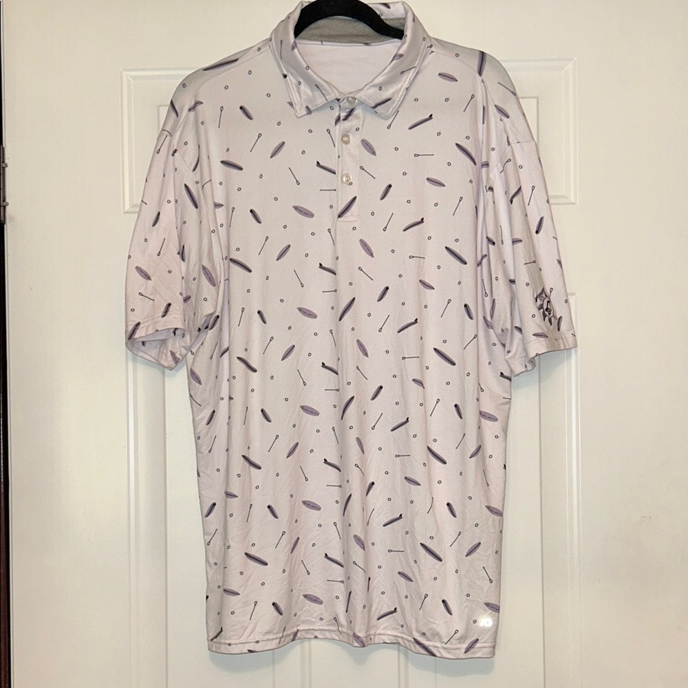 Callaway Men's Performance All Over Paddle Board Polo Shirt XL White Golf Preppy